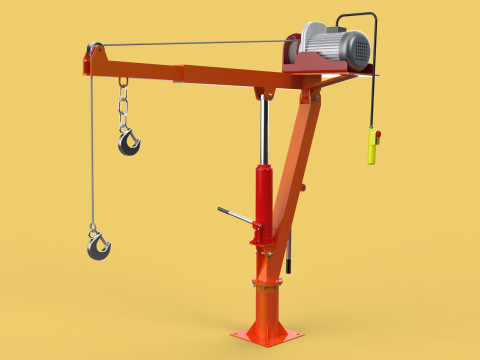 ELECTRIC REMOTE WINCH HOIST SWIVEL LIFTING CRANE HOOK JIB TRUCK 3D मॉडल