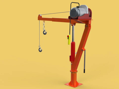 ELECTRIC REMOTE WINCH HOIST SWIVEL LIFTING CRANE HOOK JIB TRUCK 3D Model