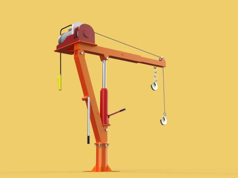 ELECTRIC REMOTE WINCH HOIST SWIVEL LIFTING CRANE HOOK JIB TRUCK 3D Model