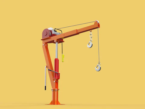 ELECTRIC REMOTE WINCH HOIST SWIVEL LIFTING CRANE HOOK JIB TRUCK 3D Model