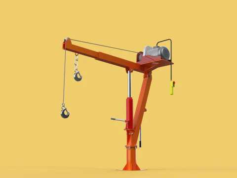 ELECTRIC REMOTE WINCH HOIST SWIVEL LIFTING CRANE HOOK JIB TRUCK 3D Model