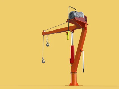 ELECTRIC REMOTE WINCH HOIST SWIVEL LIFTING CRANE HOOK JIB TRUCK 3D Model
