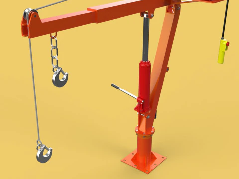 ELECTRIC REMOTE WINCH HOIST SWIVEL LIFTING CRANE HOOK JIB TRUCK 3D Model