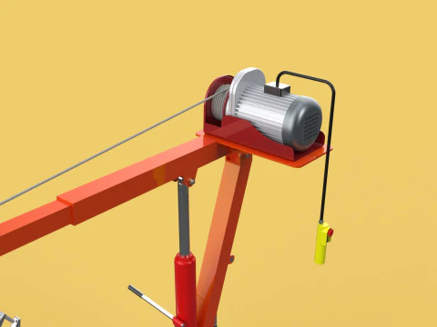 ELECTRIC REMOTE WINCH HOIST SWIVEL LIFTING CRANE HOOK JIB TRUCK 3D Model
