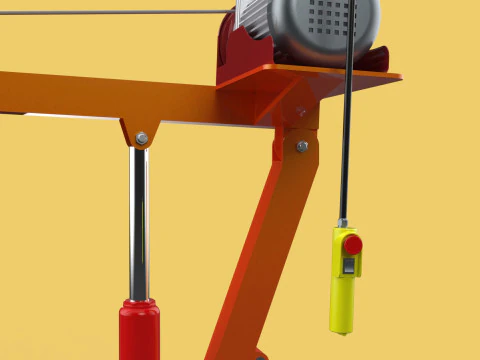 ELECTRIC REMOTE WINCH HOIST SWIVEL LIFTING CRANE HOOK JIB TRUCK 3D Model