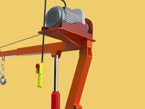 ELECTRIC REMOTE WINCH HOIST SWIVEL LIFTING CRANE HOOK JIB TRUCK 3D मॉडल
