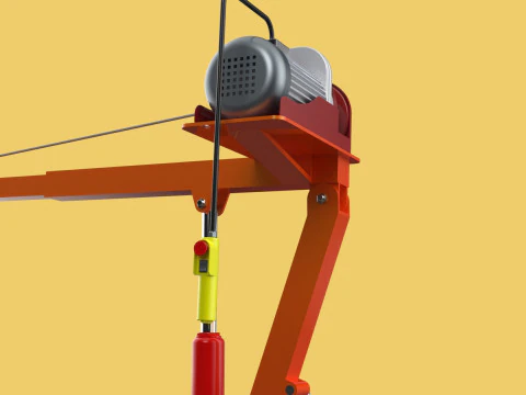 ELECTRIC REMOTE WINCH HOIST SWIVEL LIFTING CRANE HOOK JIB TRUCK 3D Model