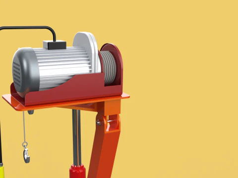 ELECTRIC REMOTE WINCH HOIST SWIVEL LIFTING CRANE HOOK JIB TRUCK 3D Model