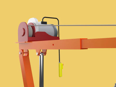 ELECTRIC REMOTE WINCH HOIST SWIVEL LIFTING CRANE HOOK JIB TRUCK 3D Model
