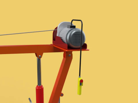ELECTRIC REMOTE WINCH HOIST SWIVEL LIFTING CRANE HOOK JIB TRUCK 3D Model