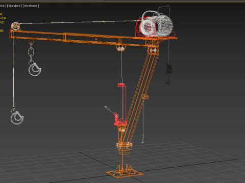 ELECTRIC REMOTE WINCH HOIST SWIVEL LIFTING CRANE HOOK JIB TRUCK 3D Model