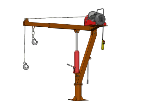 ELECTRIC REMOTE WINCH HOIST SWIVEL LIFTING CRANE HOOK JIB TRUCK 3D Model