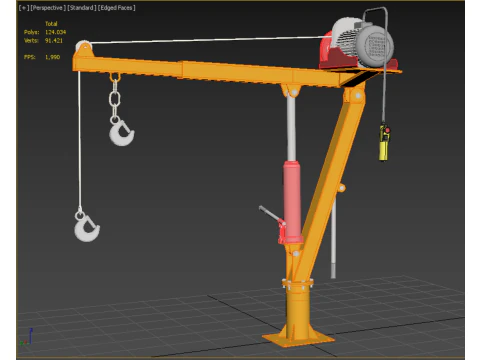 ELECTRIC REMOTE WINCH HOIST SWIVEL LIFTING CRANE HOOK JIB TRUCK 3D Model