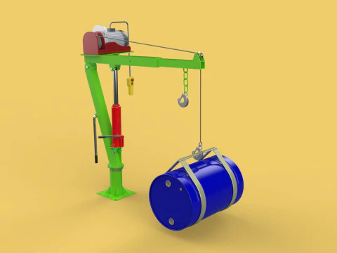 회전 리프팅 크레인 전기 윈치 호이스트 지브 스틸 드럼 배럴 3D 모델