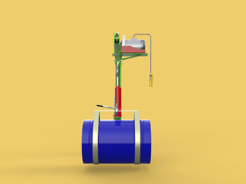 SWIVEL LIFTING CRANE ELECTRIC WINCH HOIST JIB STEEL DRUM BARREL 3D Model