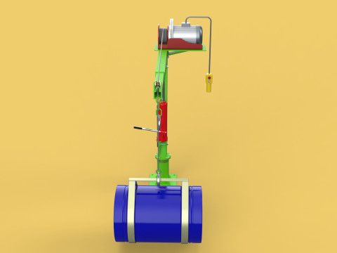 SWIVEL LIFTING CRANE ELECTRIC WINCH HOIST JIB STEEL DRUM BARREL 3D Model