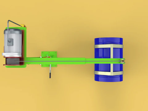 स्विवेल लिफ्टिंग क्रेन इलेक्ट्रिक विंच होइस्ट जिब स्टील ड्रम बैरल 3D मॉडल