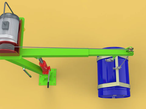 स्विवेल लिफ्टिंग क्रेन इलेक्ट्रिक विंच होइस्ट जिब स्टील ड्रम बैरल 3D मॉडल