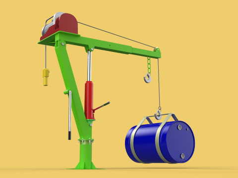 SWIVEL LIFTING CRANE ELECTRIC WINCH HOIST JIB STEEL DRUM BARREL 3D Model