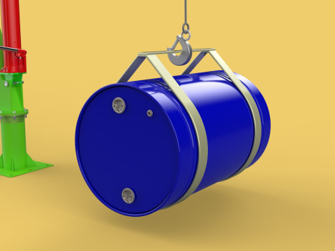 SWIVEL LIFTING CRANE ELECTRIC WINCH HOIST JIB STEEL DRUM BARREL 3D Model