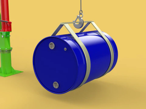 स्विवेल लिफ्टिंग क्रेन इलेक्ट्रिक विंच होइस्ट जिब स्टील ड्रम बैरल 3D मॉडल