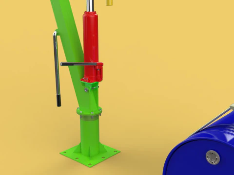 स्विवेल लिफ्टिंग क्रेन इलेक्ट्रिक विंच होइस्ट जिब स्टील ड्रम बैरल 3D मॉडल