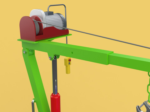 SWIVEL LIFTING CRANE ELECTRIC WINCH HOIST JIB STEEL DRUM BARREL 3D Model