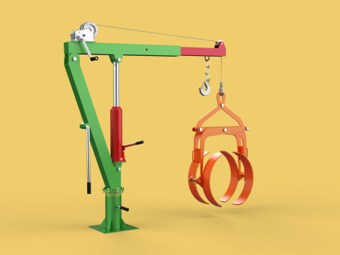 HAND WINCH CRANE HOIST DRUM BARREL LIFTER LIFTING CLAMP GRAB JIB 3D Модель