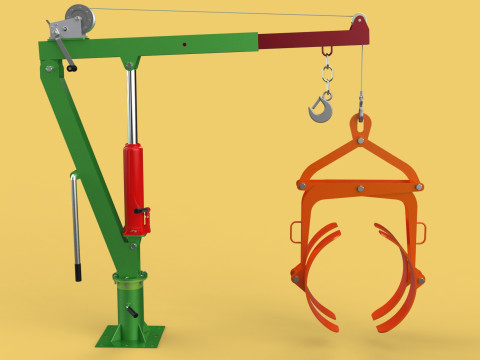 HAND WINCH CRANE HOIST DRUM BARREL LIFTER LIFTING CLAMP GRAB JIB 3D Модель