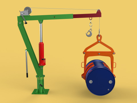HAND WINCH CRANE HOIST DRUM BARREL LIFTER LIFTING CLAMP GRAB JIB 3D Модель