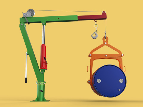 HAND WINCH CRANE HOIST DRUM BARREL LIFTER LIFTING CLAMP GRAB JIB 3D Модель
