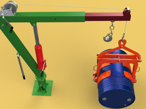 HAND WINCH CRANE HOIST DRUM BARREL LIFTER LIFTING CLAMP GRAB JIB 3D Модель