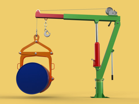 HAND WINCH CRANE HOIST DRUM BARREL LIFTER LIFTING CLAMP GRAB JIB 3D Модель