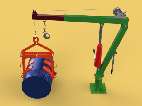 HAND WINCH CRANE HOIST DRUM BARREL LIFTER LIFTING CLAMP GRAB JIB 3D Модель