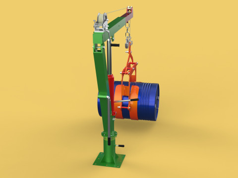 HAND WINCH CRANE HOIST DRUM BARREL LIFTER LIFTING CLAMP GRAB JIB 3D Модель