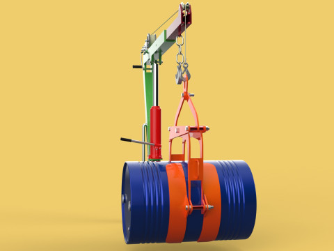 HAND WINCH CRANE HOIST DRUM BARREL LIFTER LIFTING CLAMP GRAB JIB 3D Модель