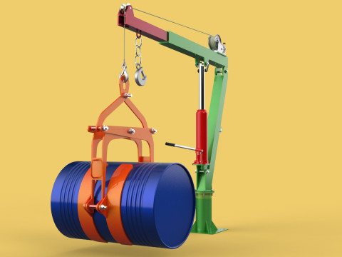 HAND WINCH CRANE HOIST DRUM BARREL LIFTER LIFTING CLAMP GRAB JIB 3D Модель