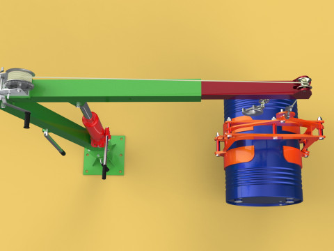 HAND WINCH CRANE HOIST DRUM BARREL LIFTER LIFTING CLAMP GRAB JIB 3D Модель
