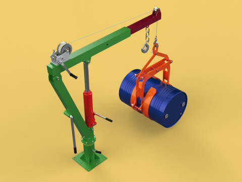 HAND WINCH CRANE HOIST DRUM BARREL LIFTER LIFTING CLAMP GRAB JIB 3D Модель