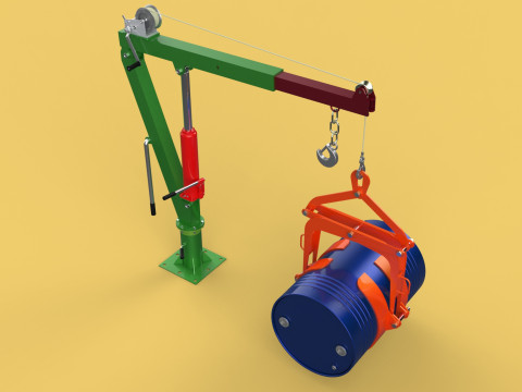 HAND WINCH CRANE HOIST DRUM BARREL LIFTER LIFTING CLAMP GRAB JIB 3D Модель