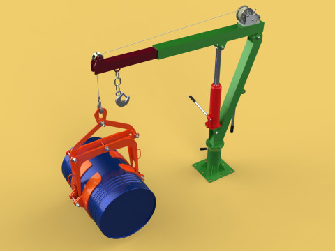HAND WINCH CRANE HOIST DRUM BARREL LIFTER LIFTING CLAMP GRAB JIB 3D Модель