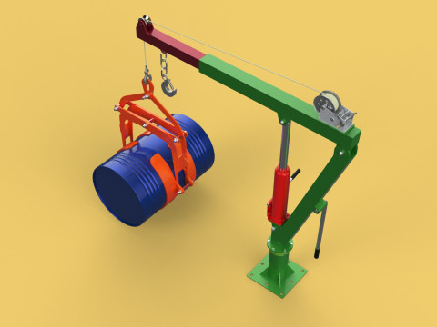 HAND WINCH CRANE HOIST DRUM BARREL LIFTER LIFTING CLAMP GRAB JIB 3D Модель