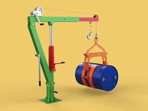 HAND WINCH CRANE HOIST DRUM BARREL LIFTER LIFTING CLAMP GRAB JIB 3D Модель