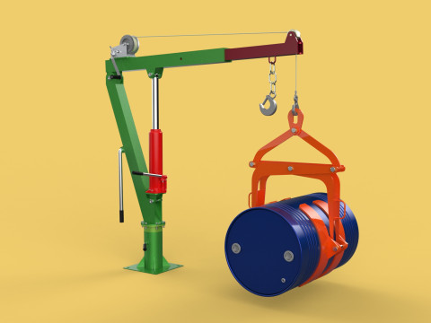 HAND WINCH CRANE HOIST DRUM BARREL LIFTER LIFTING CLAMP GRAB JIB 3D Модель