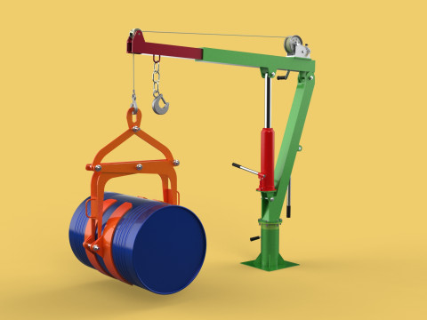 HAND WINCH CRANE HOIST DRUM BARREL LIFTER LIFTING CLAMP GRAB JIB 3D Модель