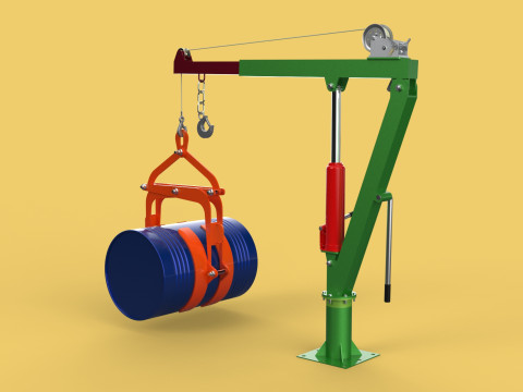 HAND WINCH CRANE HOIST DRUM BARREL LIFTER LIFTING CLAMP GRAB JIB 3D Модель