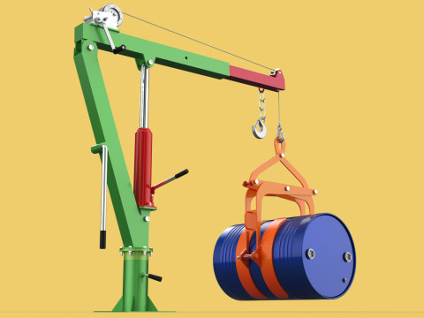HAND WINCH CRANE HOIST DRUM BARREL LIFTER LIFTING CLAMP GRAB JIB 3D Модель