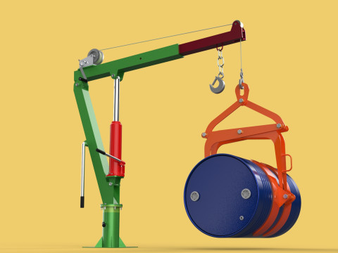 HAND WINCH CRANE HOIST DRUM BARREL LIFTER LIFTING CLAMP GRAB JIB 3D Модель