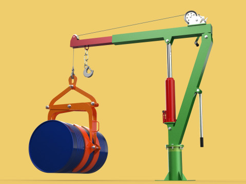 HAND WINCH CRANE HOIST DRUM BARREL LIFTER LIFTING CLAMP GRAB JIB 3D Модель