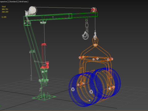 HAND WINCH CRANE HOIST DRUM BARREL LIFTER LIFTING CLAMP GRAB JIB 3D Модель